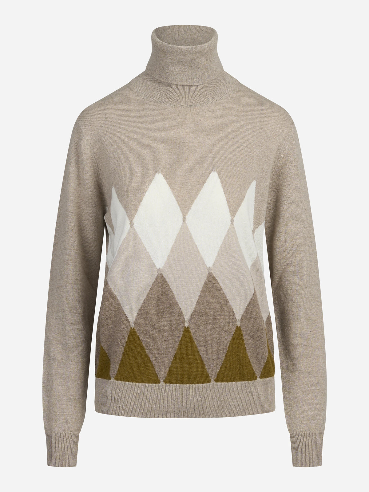 Lupetto argyle in cashmere marrone - vista frontale
