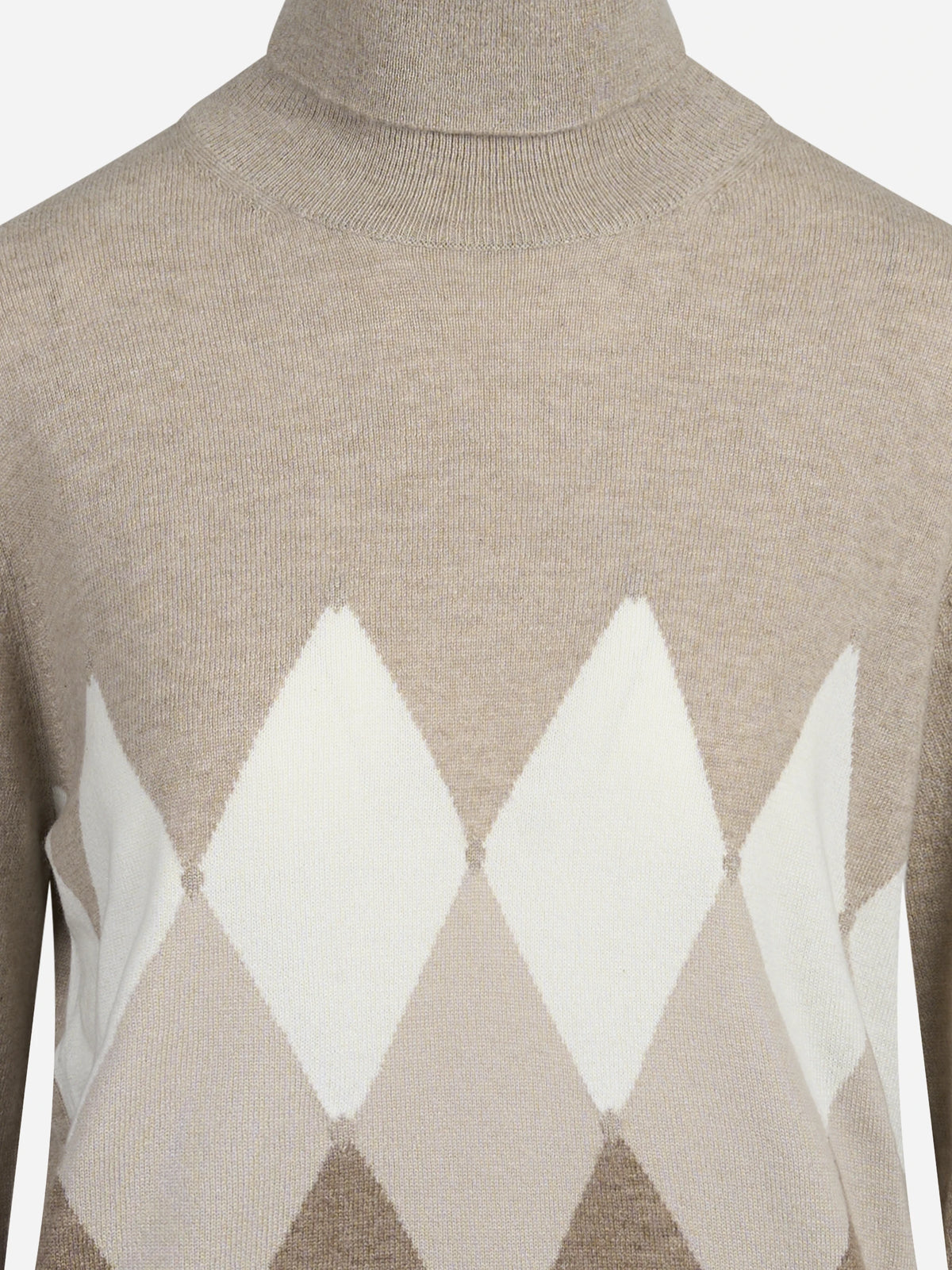 Lupetto argyle in cashmere marrone - dettaglio del prodotto