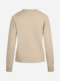Maglia girocollo argyle in cashmere beige - vista posteriore