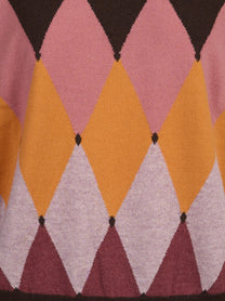 Maglia girocollo argyle in cashmere beige - dettaglio del prodotto