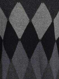Maglia girocollo argyle in lana grigio - dettaglio del prodotto