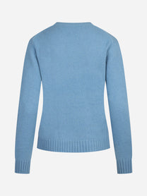 Maglia girocollo argyle in cashmere blu - vista posteriore
