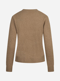 Maglia girocollo argyle in cashmere beige - vista posteriore