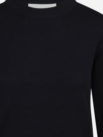 Maglia girocollo in lana blu - dettaglio del prodotto