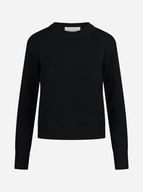 Maglia girocollo in lana nera - vista frontale