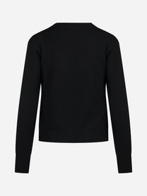 Maglia girocollo in lana nera - vista posteriore