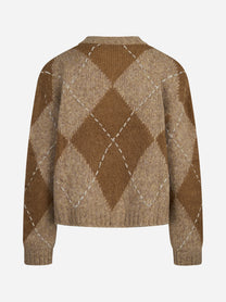 Maglia cropped argyle beige - vista posteriore
