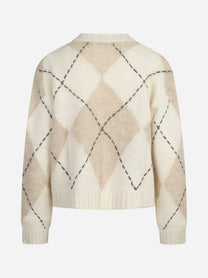 Maglia cropped argyle bianco - vista posteriore