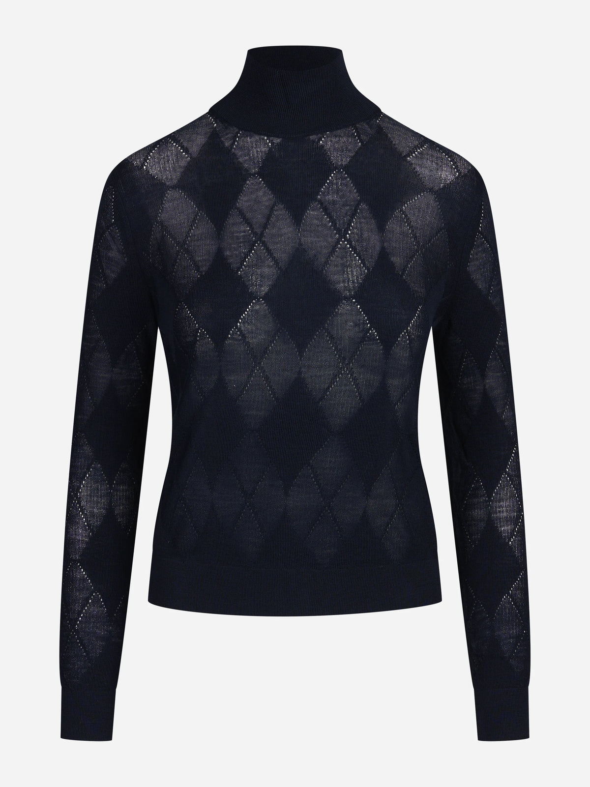 Lupetto argyle in lana blu - vista frontale