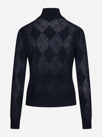Lupetto argyle in lana blu - vista posteriore