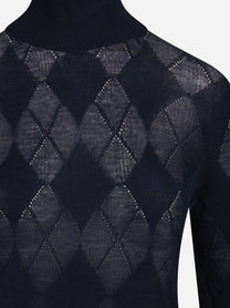Lupetto argyle in lana blu - dettaglio del prodotto