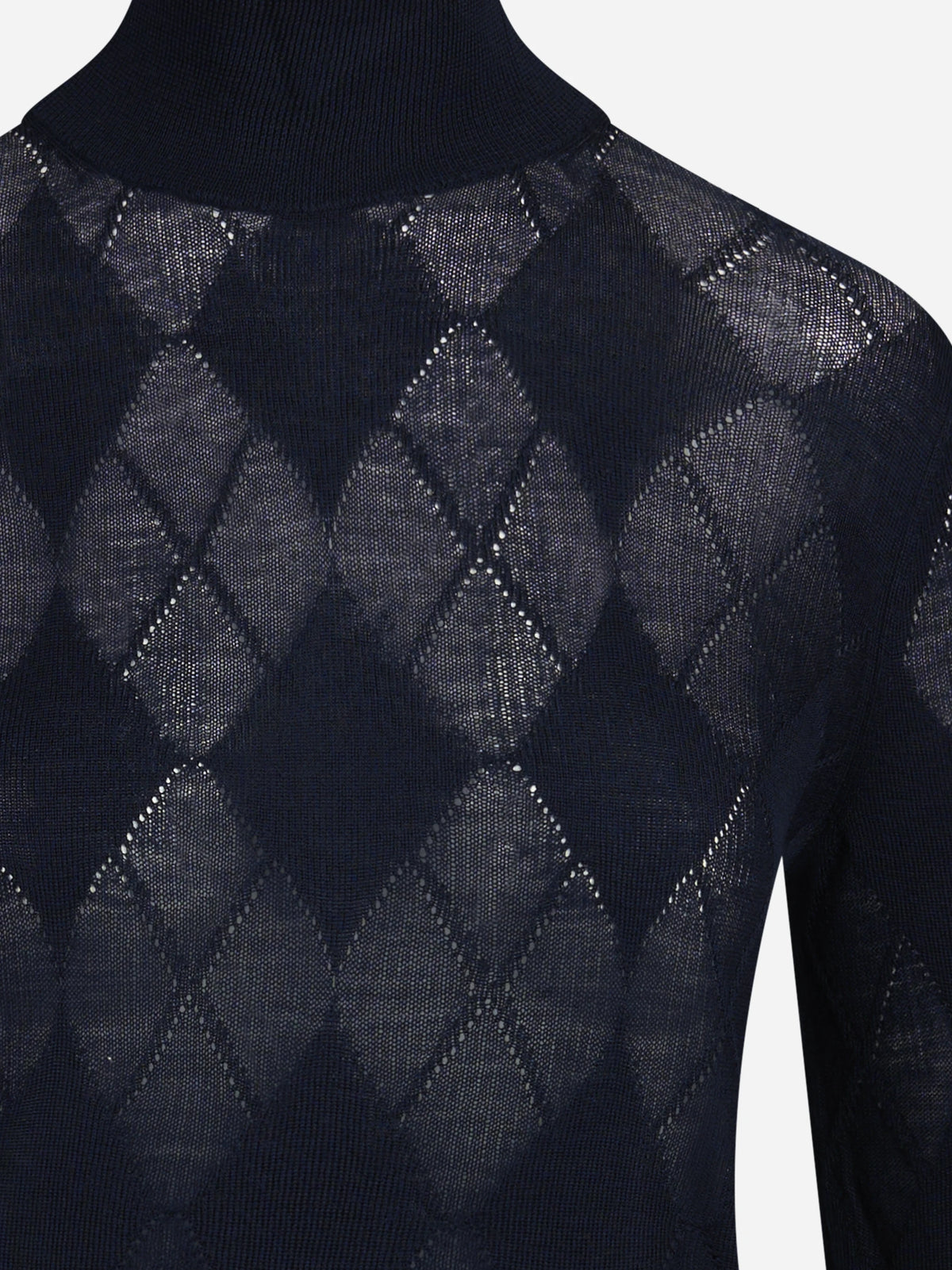 Lupetto argyle in lana blu - dettaglio del prodotto