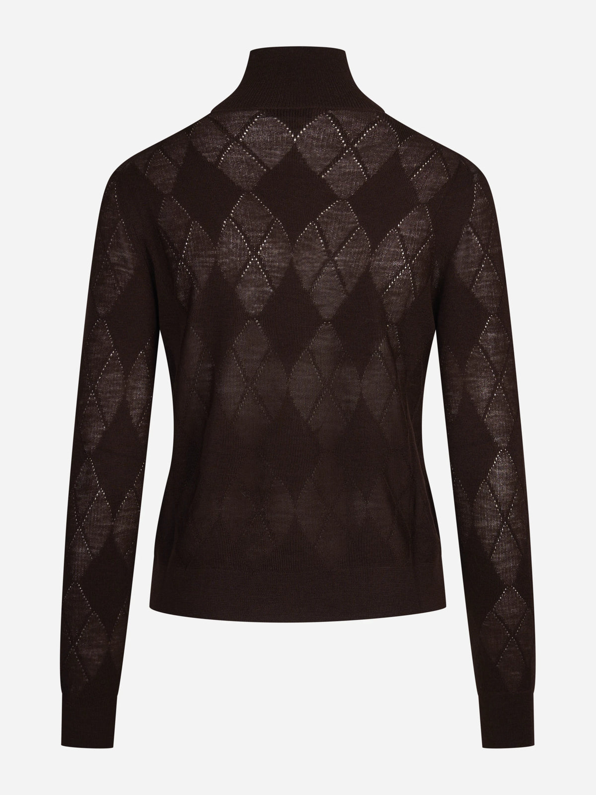 Lupetto argyle in lana marrone - vista posteriore