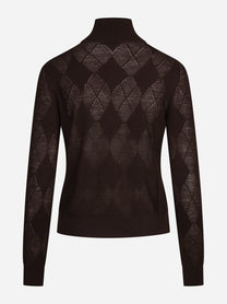 Lupetto argyle in lana marrone - vista posteriore