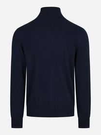 Cardigan full zip in cashmere blu - vista posteriore