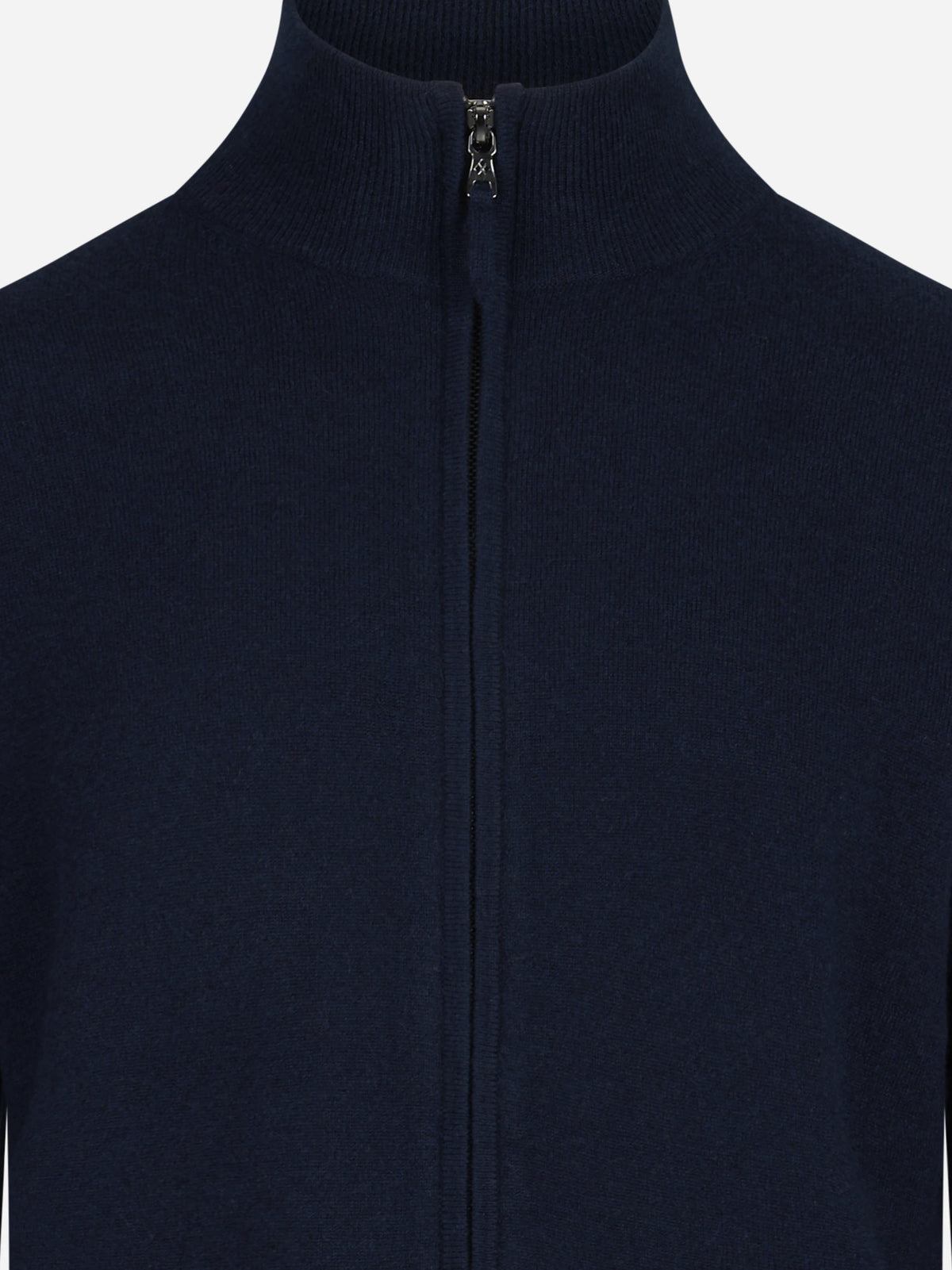 Cardigan full zip in cashmere blu - dettaglio