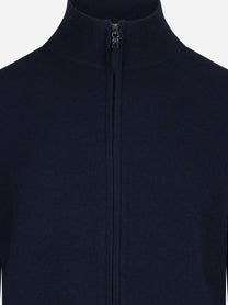 Cardigan full zip in cashmere blu - dettaglio