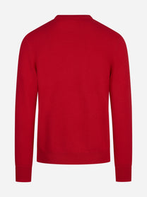 Maglia girocollo in cashmere rosso - vista posteriore