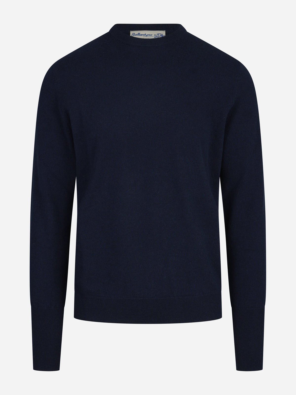 Maglia girocollo in cashmere blu - vista frontale