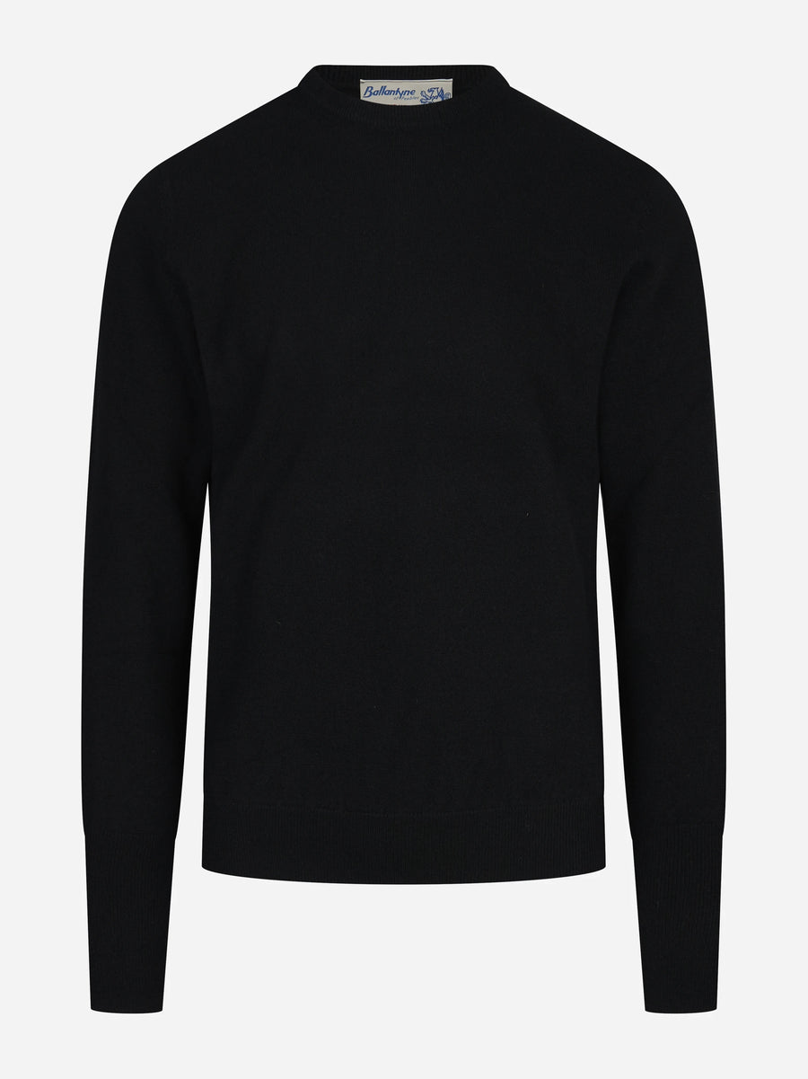 Maglia girocollo in cashmere nero - vista frontale