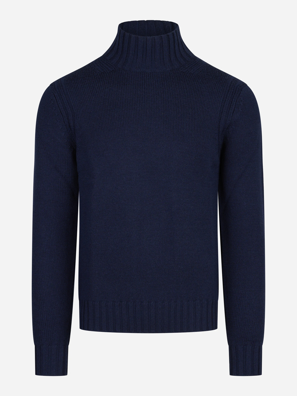 Maglia lupetto in lana blu - vista frontale