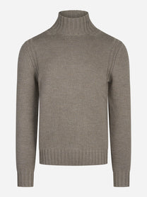 Maglia lupetto in lana beige - vista frontale