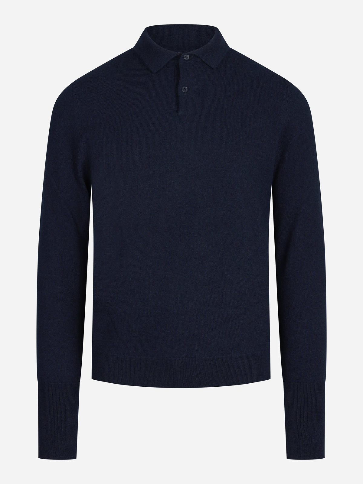 Polo a maniche lunghe in cashmere blu - vista frontale