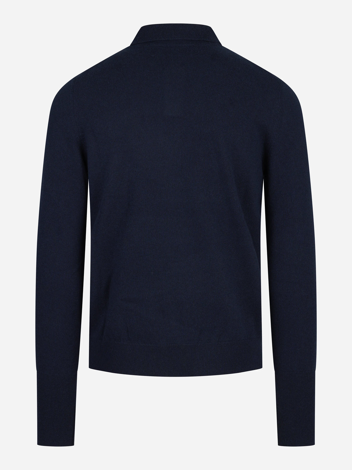 Polo a maniche lunghe in cashmere blu - vista posteriore