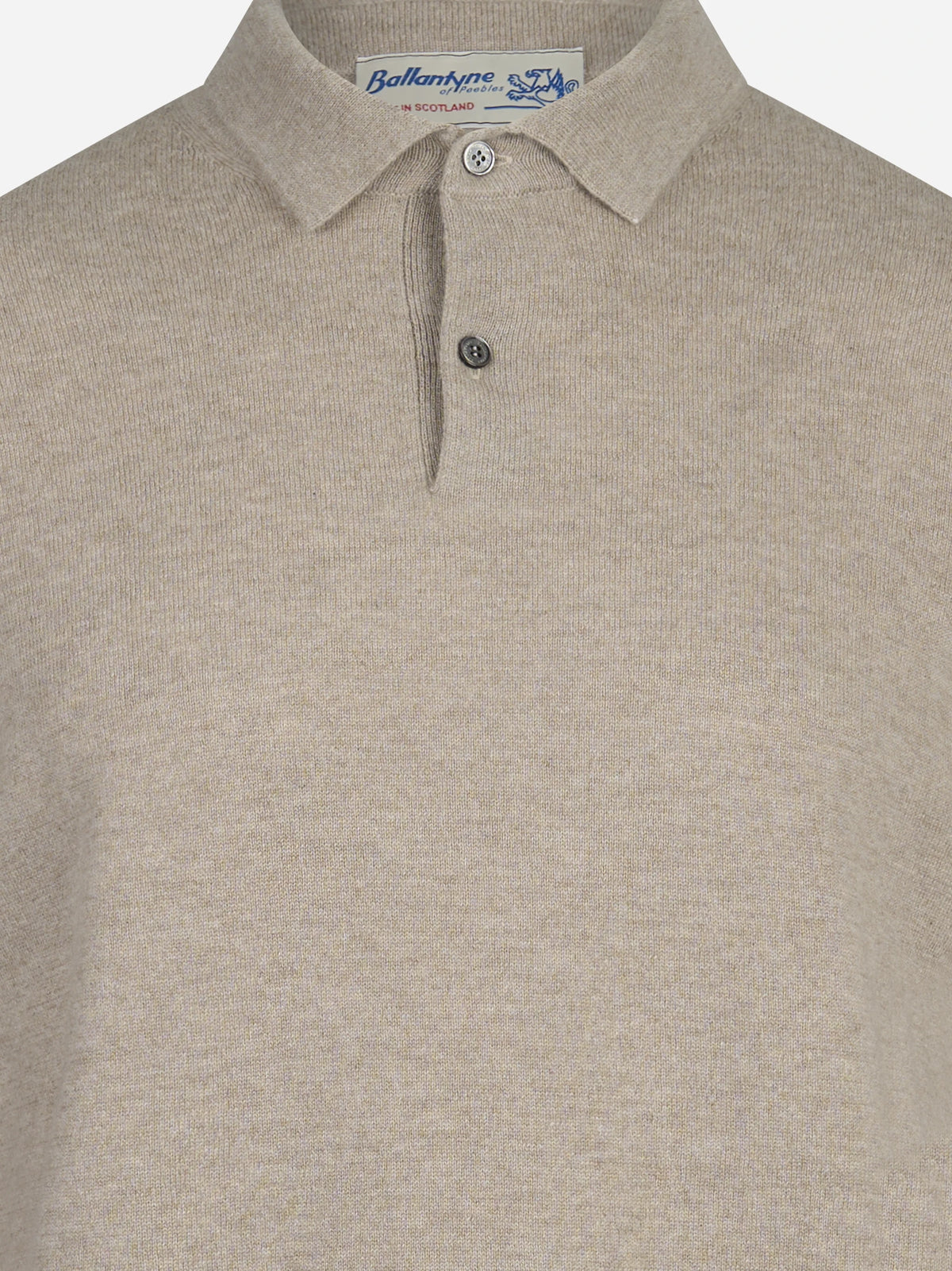 Polo a maniche lunghe in cashmere beige - dettaglio