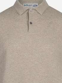 Polo a maniche lunghe in cashmere beige - dettaglio