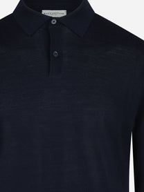 Polo a maniche lunghe in lana blu - dettaglio