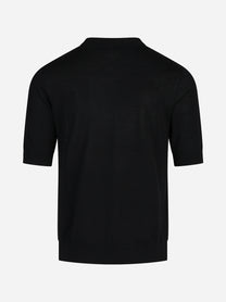 Maglia a maniche corte in lana finezza 16 nero - vista posteriore