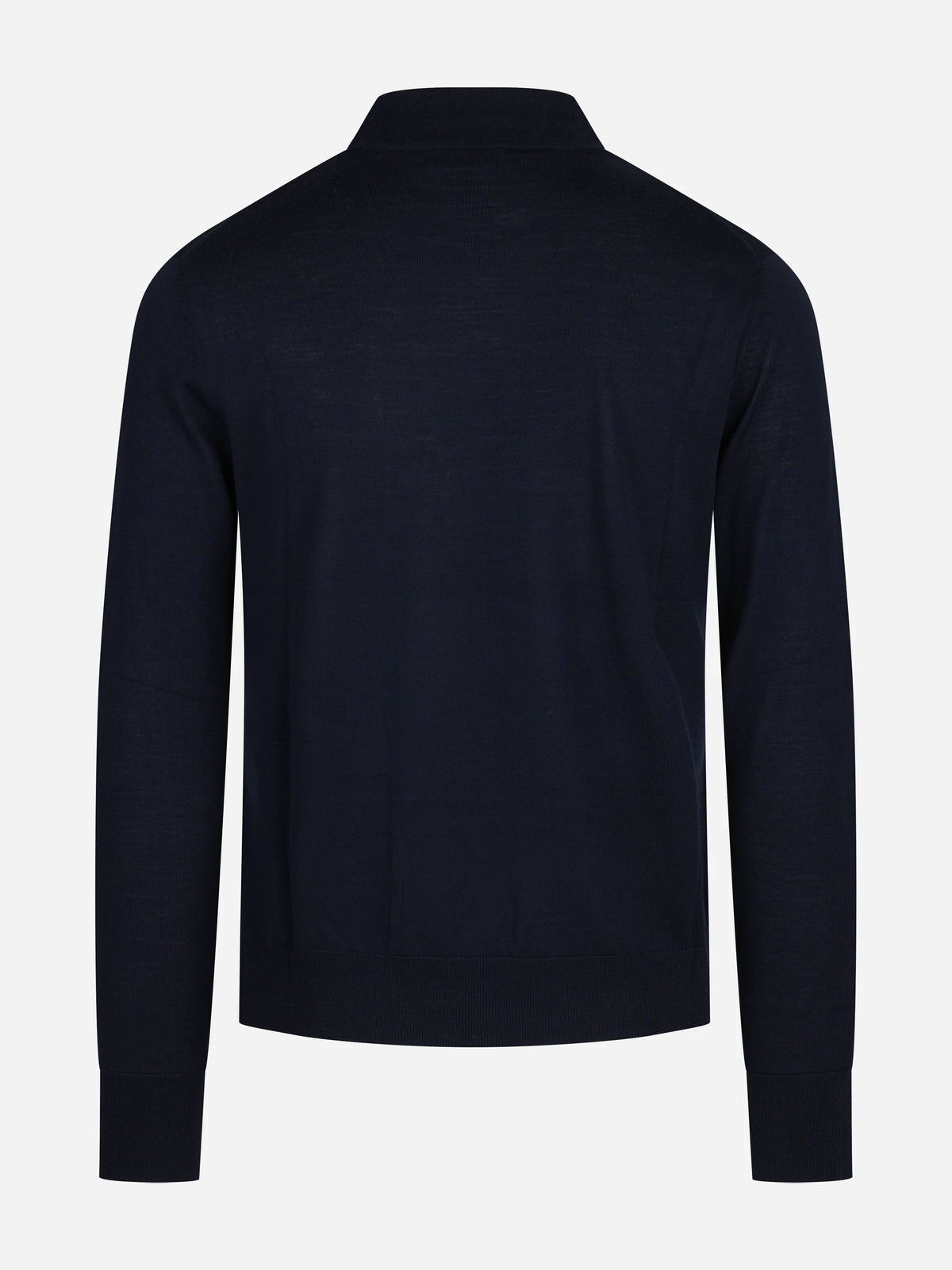 Maglia in lana con colletto finezza 16 blu - vista posteriore