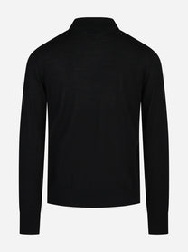 Maglia in lana con colletto finezza 16 nero - vista posteriore