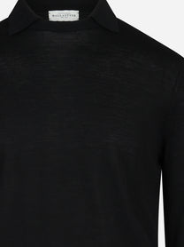 Maglia in lana con colletto finezza 16 nero - dettaglio