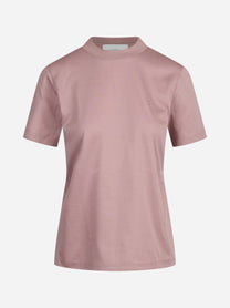 T-shirt con logo ricamato rosa - vista frontale