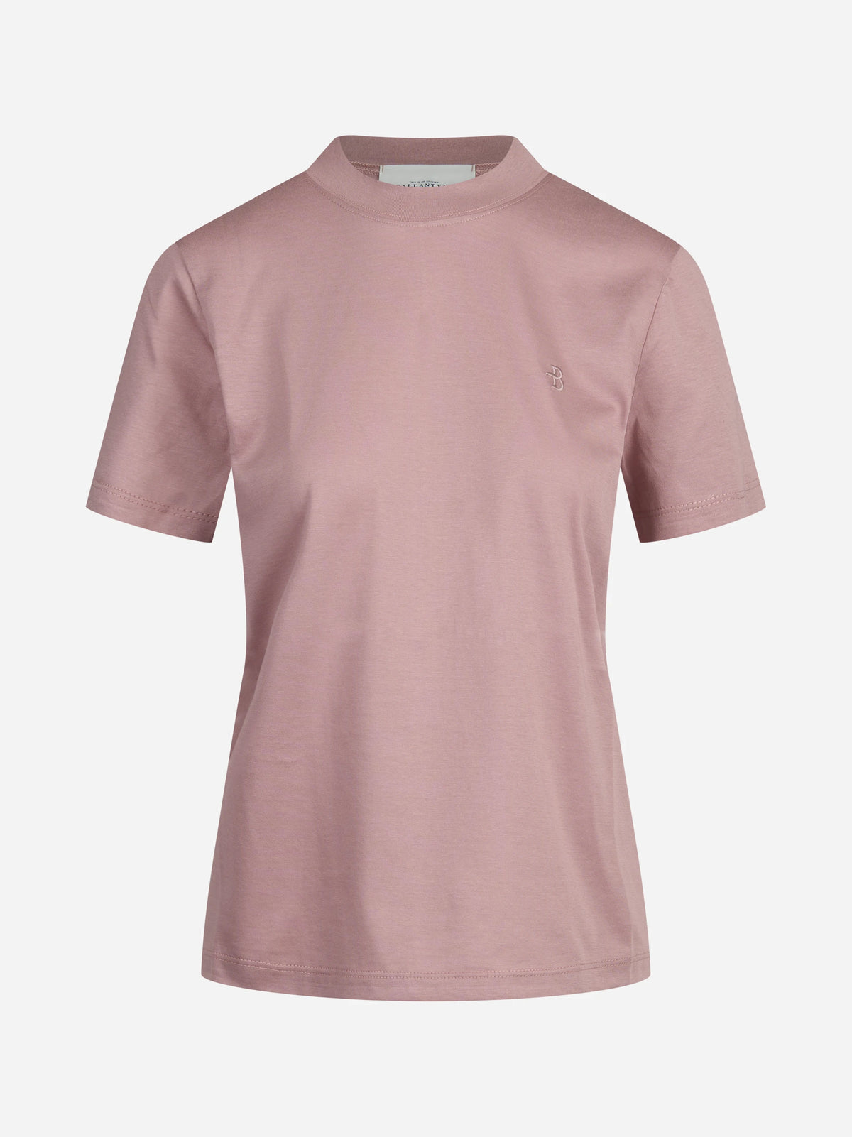 T-shirt con logo ricamato rosa - vista frontale