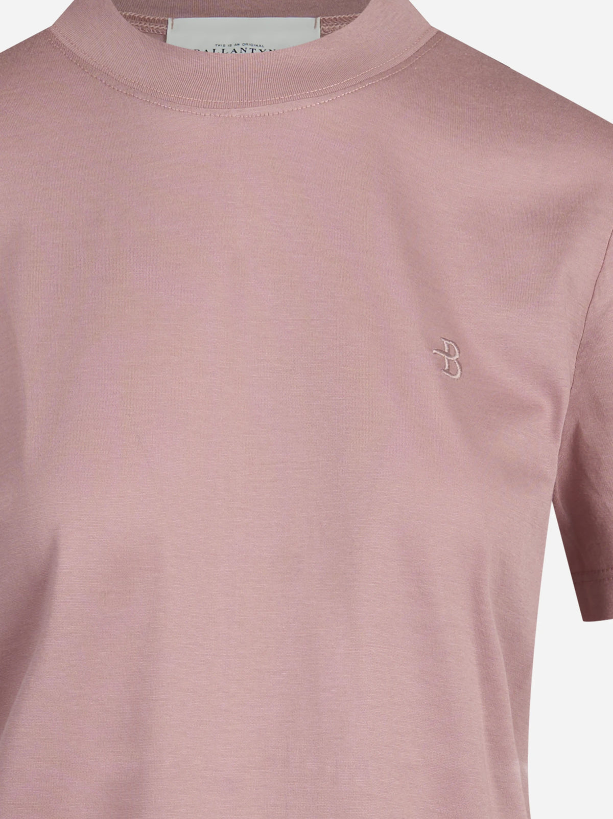 T-shirt con logo ricamato rosa - dettaglio del prodotto