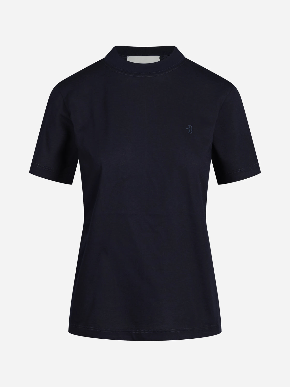 T-shirt con logo ricamato blu - vista frontale