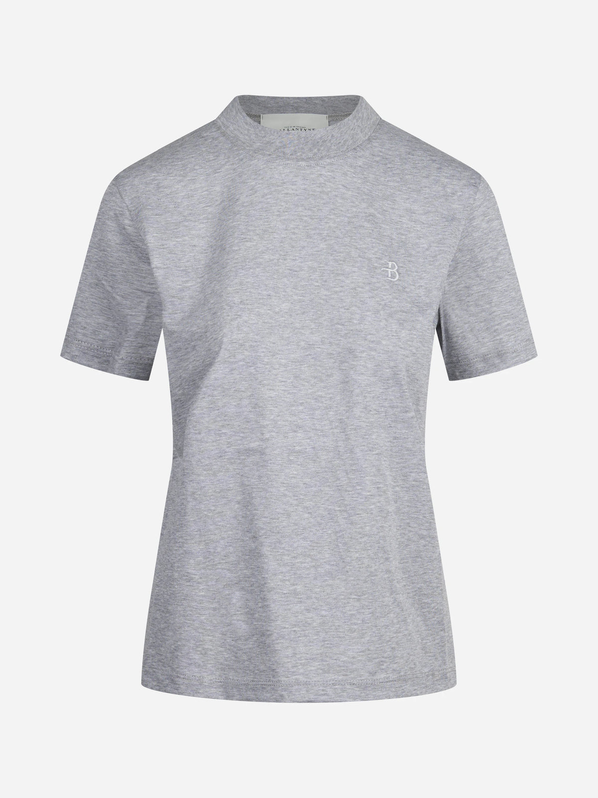 T-shirt con logo ricamato grigio - vista frontale