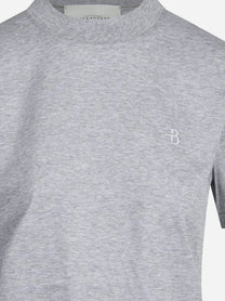 T-shirt con logo ricamato grigio - dettaglio del prodotto