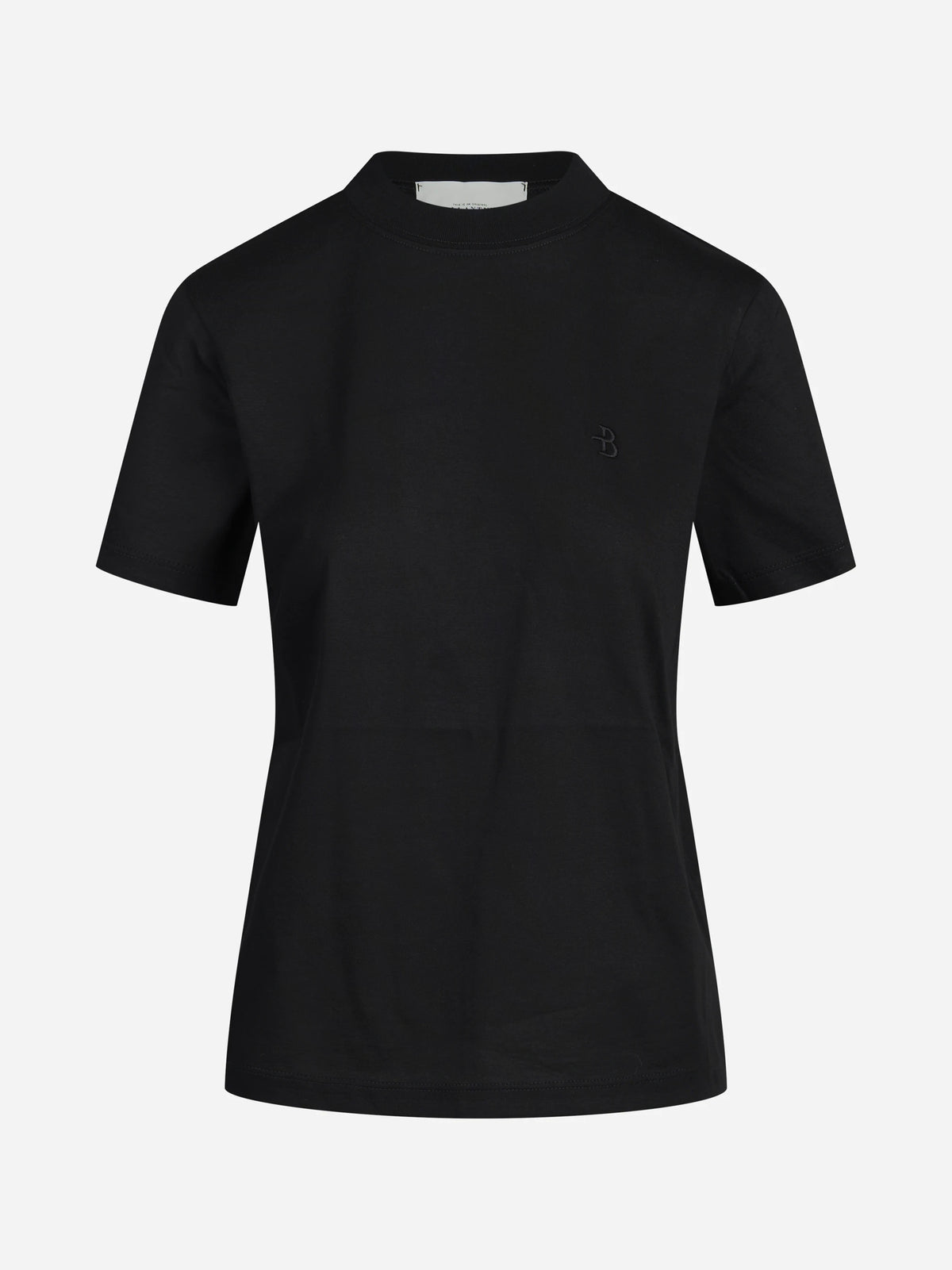 T-shirt con logo ricamato nero - vista frontale