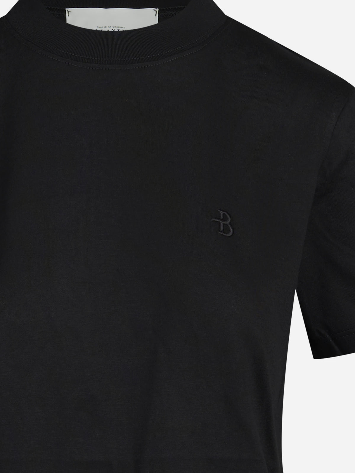 T-shirt con logo ricamato nero - dettaglio del prodotto