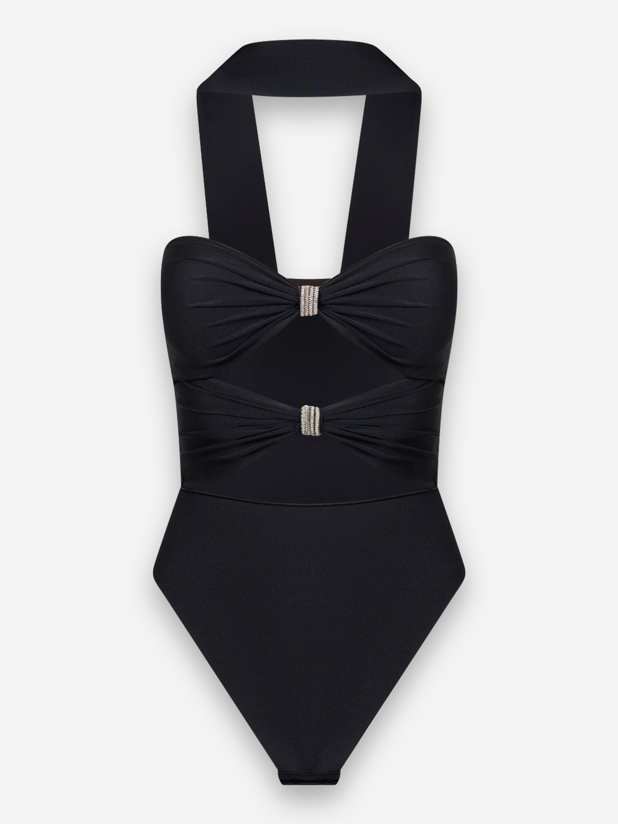 Body in jersey con dettaglio gioiello Nero