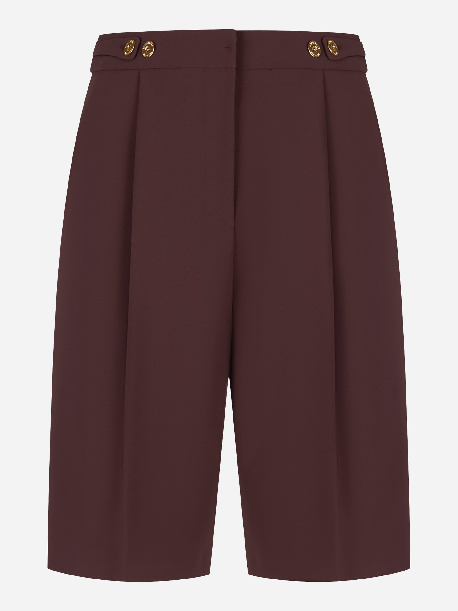 Bermuda in crepe bordeaux con accessorio gioiello Elisabetta Franchi - fronte
