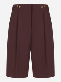 Bermuda in crepe bordeaux con accessorio gioiello Elisabetta Franchi - fronte