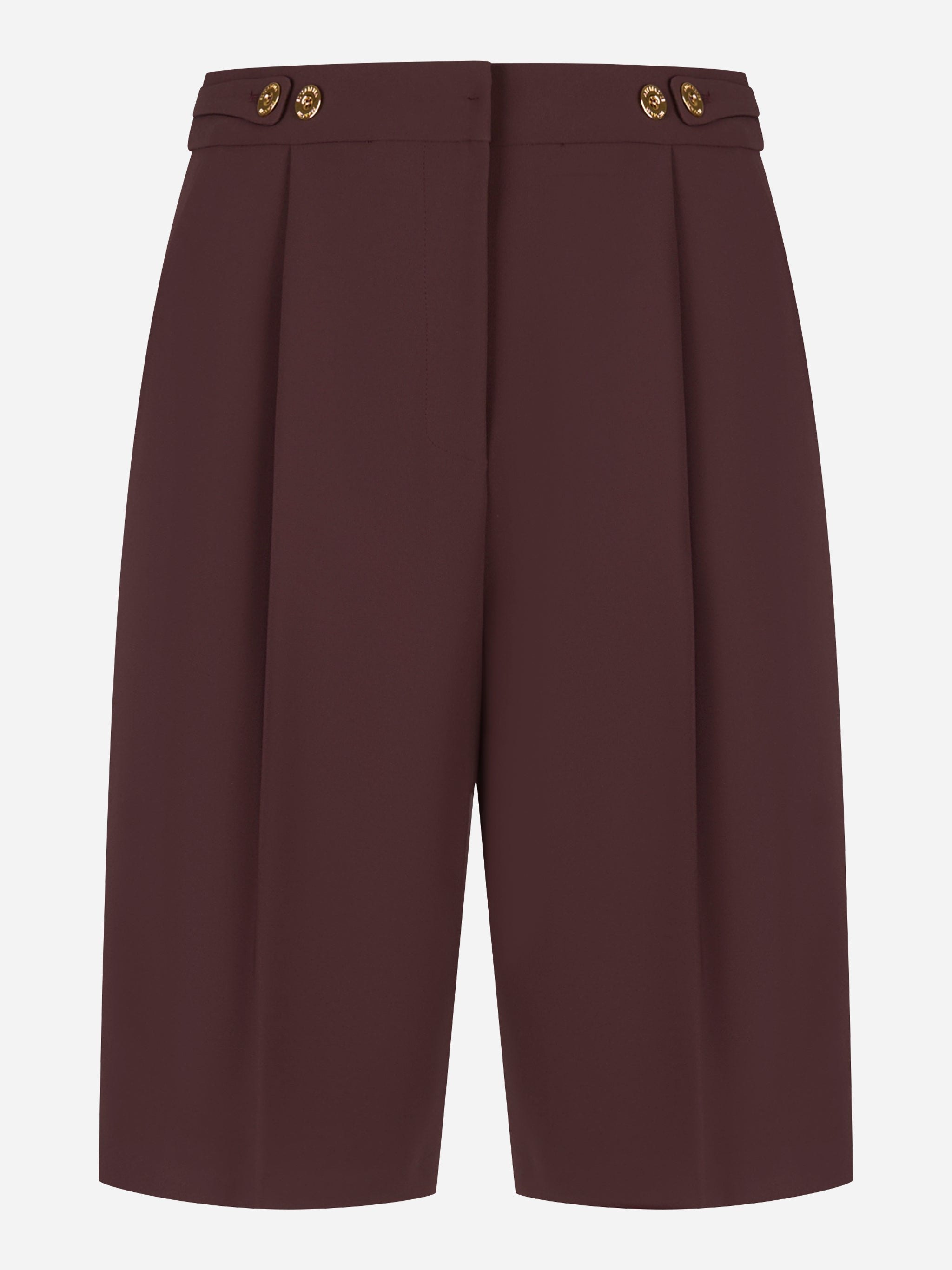 Bermuda in crepe bordeaux con accessorio gioiello Elisabetta Franchi - fronte