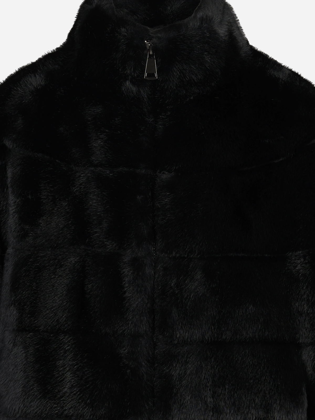 Giacca kimono in pelliccia sintetica nera BETTA CORRADI - dettaglio