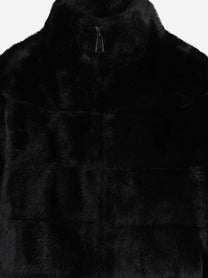 Giacca kimono in pelliccia sintetica nera BETTA CORRADI - dettaglio