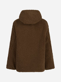 Giacca effetto teddy con cappuccio marrone - vista posteriore